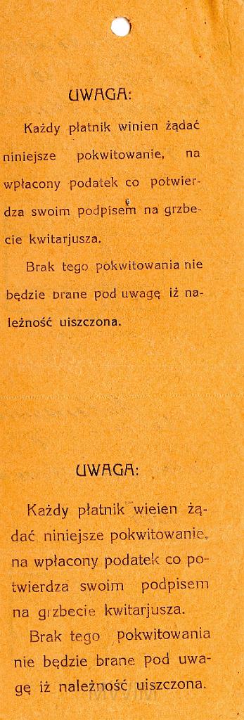 KKE 3535-a.jpg - Dokument. Stanisław Rutkowski podatek, Dołhe, 1933 r.